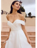 Off Shoulder White Organza High Split Classic Wedding Dress